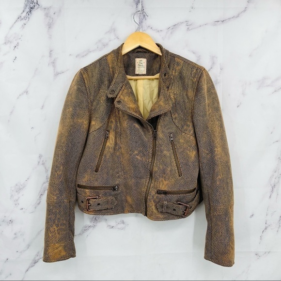 We The Free Vegan Leather Snakeskin Fenix Moto Jacket - Picture 5 of 10